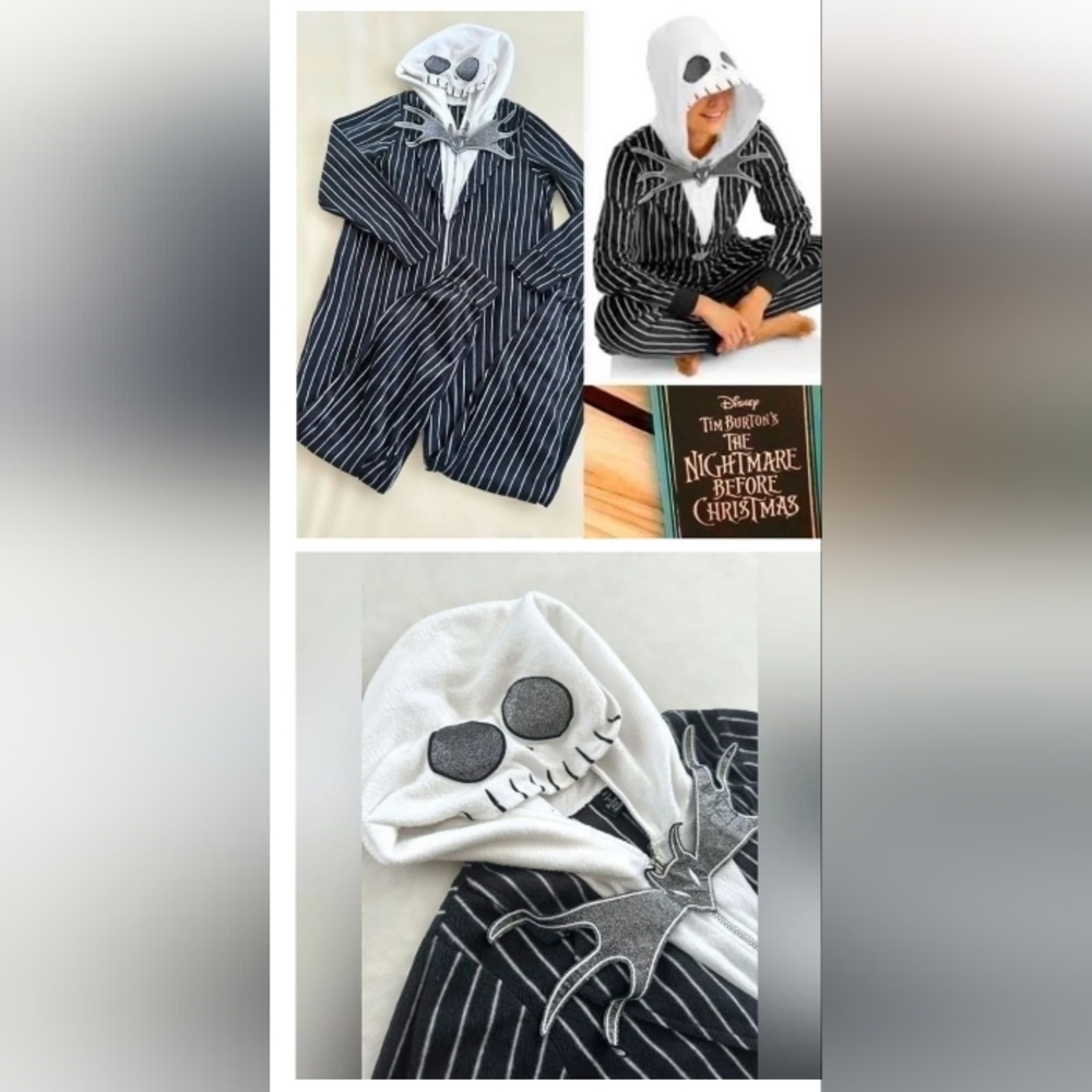 Jack Skellington Hooded Onesie Costume Xl Men Or Women's